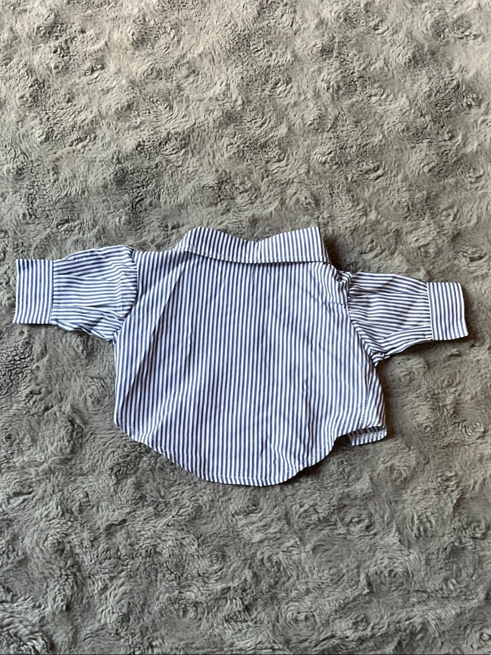 Striped Blue & White Button-Up Dog Shirt with Collar NWOT
